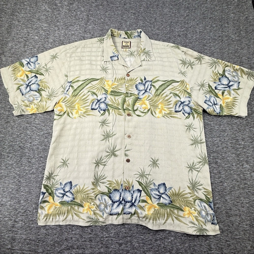 Tommy Bahama Hawaiian Shirt Mens XL White Floral Button Down 100% Silk Camp NWT